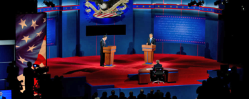 Barack Obama and Mitt Romney at their first presidential debate in 2012.