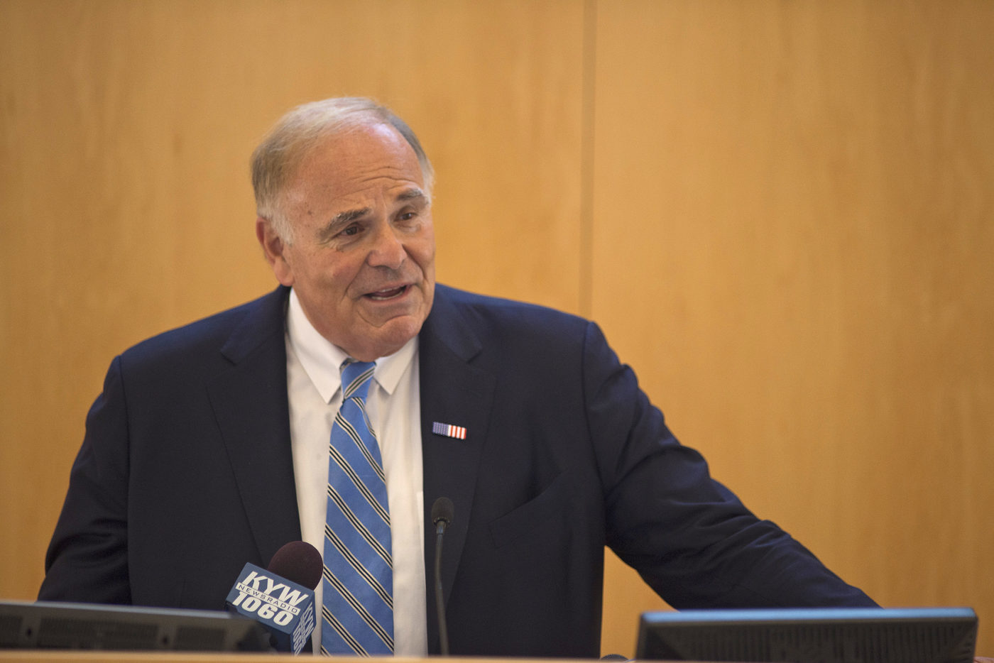 Former Gov. Ed Rendell announces the 2016 Lenfest Citizenship Challenge finalists.