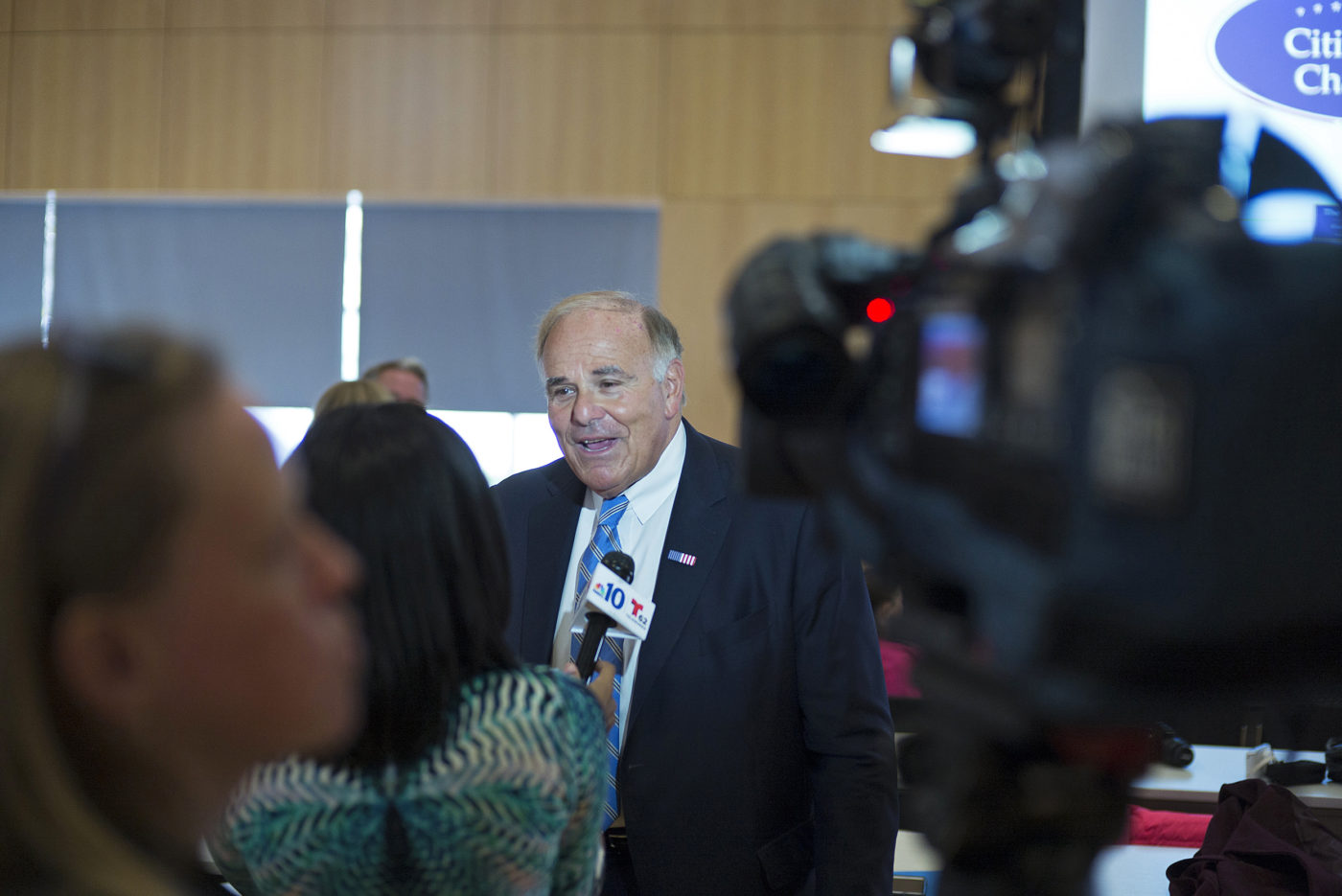 Former Gov. Ed Rendell speaks with a reporter from NBC 10 Philadelphia.