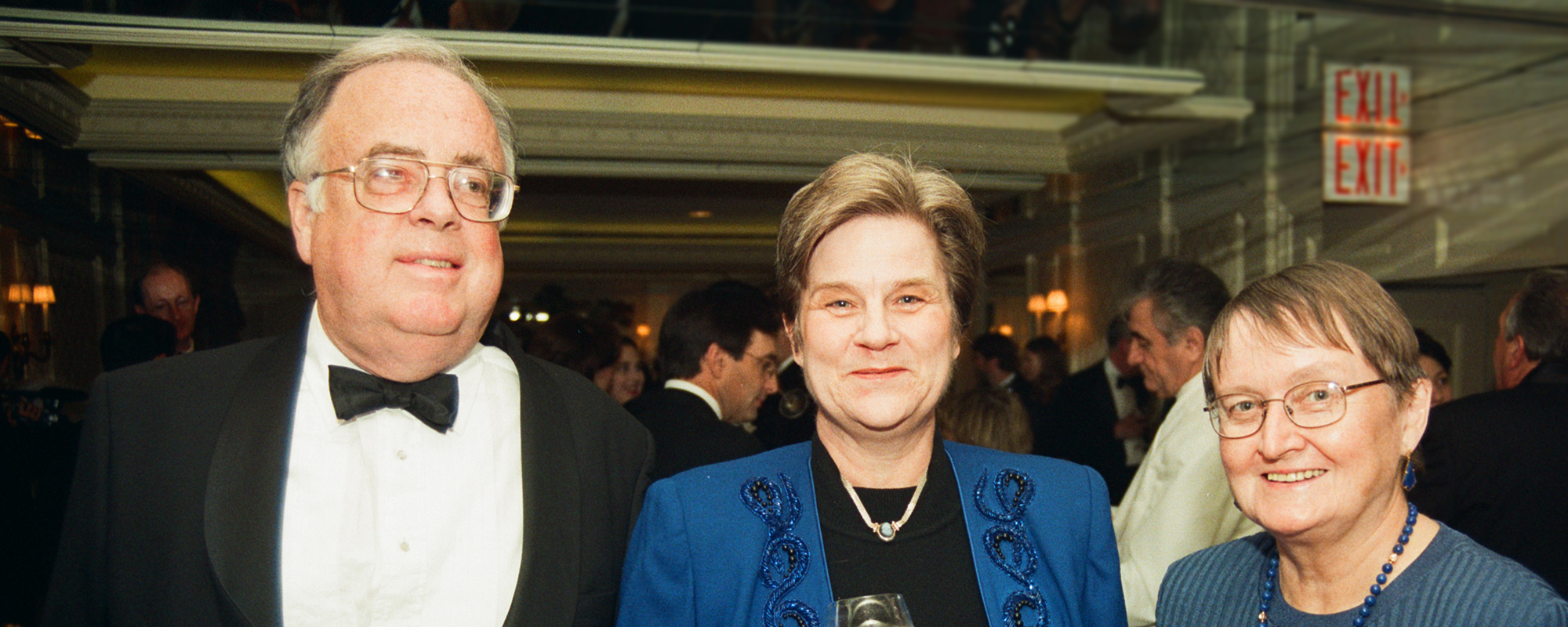 Adam Clymer, Kathleen Hall Jamieson, and Ann Clymer (left-to-right) at the October 2000 Chancellor Award luncheon.