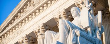 Supreme Court portico. Symbol of the judiciary.