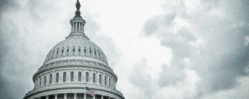 Textured image of the United States Capitol dome on a cloudy day. Used in Annenberg Constitution Day Civics Survey.