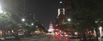 Nighttime view of Austin, TX.