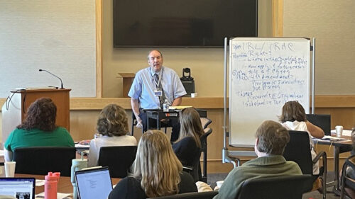 Bruce Allen Murphy at a Rendell Center summer teacher program.