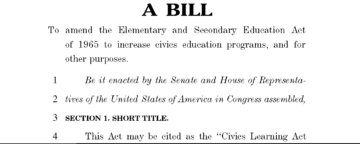 Screenshot of the Civics Learning Act of 2019, which featured data from the Annenberg Civics Survey.