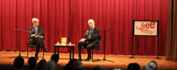 Francis Collins and Kathleen Hall Jamieson at the Free Library.