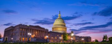 Picture of the capitol building at dusk.