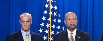 Former DHS Secretaries Michael Chertoff and Jeh Johnson. Credit: DHS/Barry Bahler.