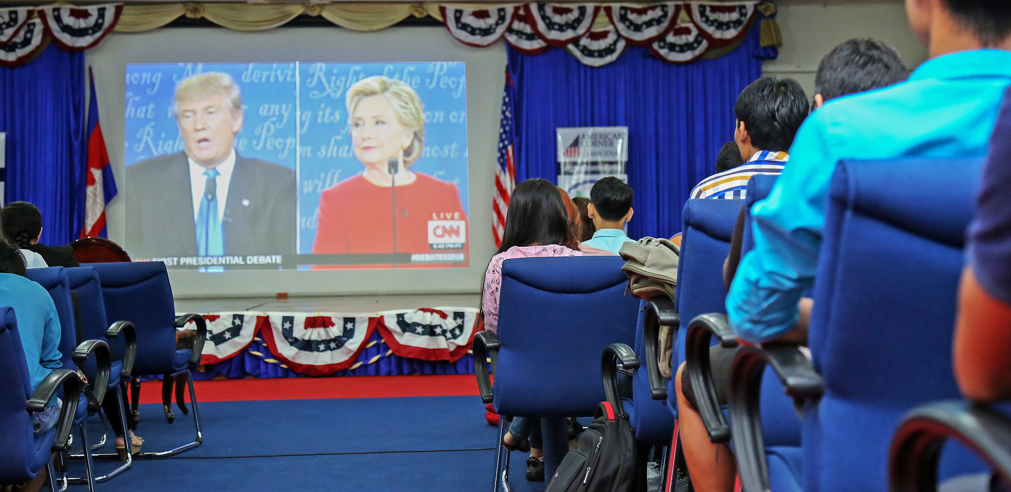 An audience watches the first presidential debate on Sept. 25, 2016. Credit: U.S. Embasy in Phnom Penh, Cambodia/Un Yarat.