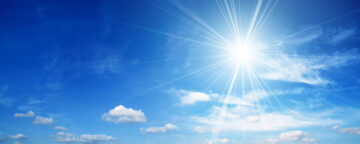 Bright blue sky sun. For story about study on record breaking heat days influencing heat perceptions.