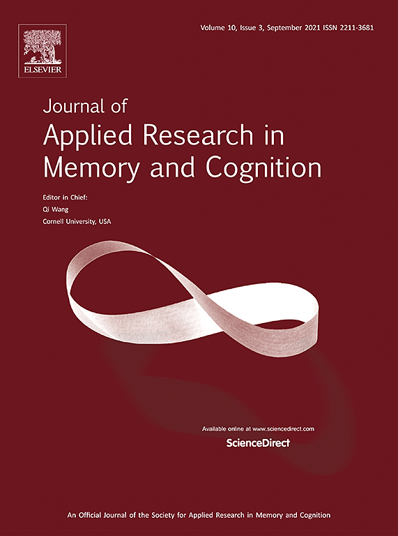 Cover of the Journal of Applied Research in Memory and Cognition.