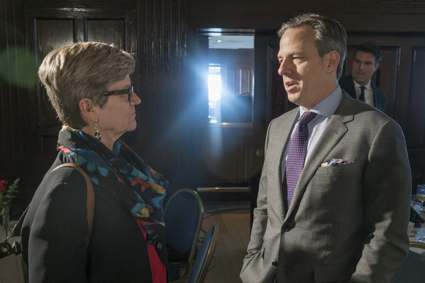 Annenberg Public Policy Center director Kathleen Hall Jamieson and CNN's Jake Tapper.