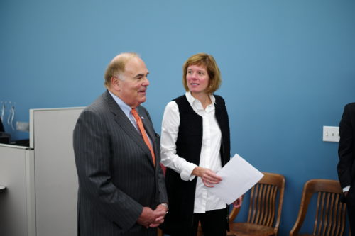 Former Gov. Ed Rendell and school district Chief of Staff Naomi Wyatt