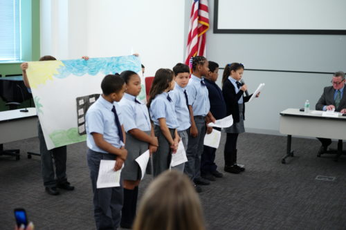 Students from Elizabeth Pond's fifth-grade class at Julia de Burgos School.