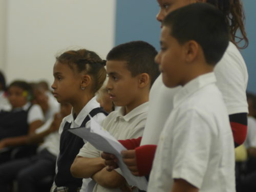 Students from Michael Trautner's fourth-grade class at Isaac Shepard School.