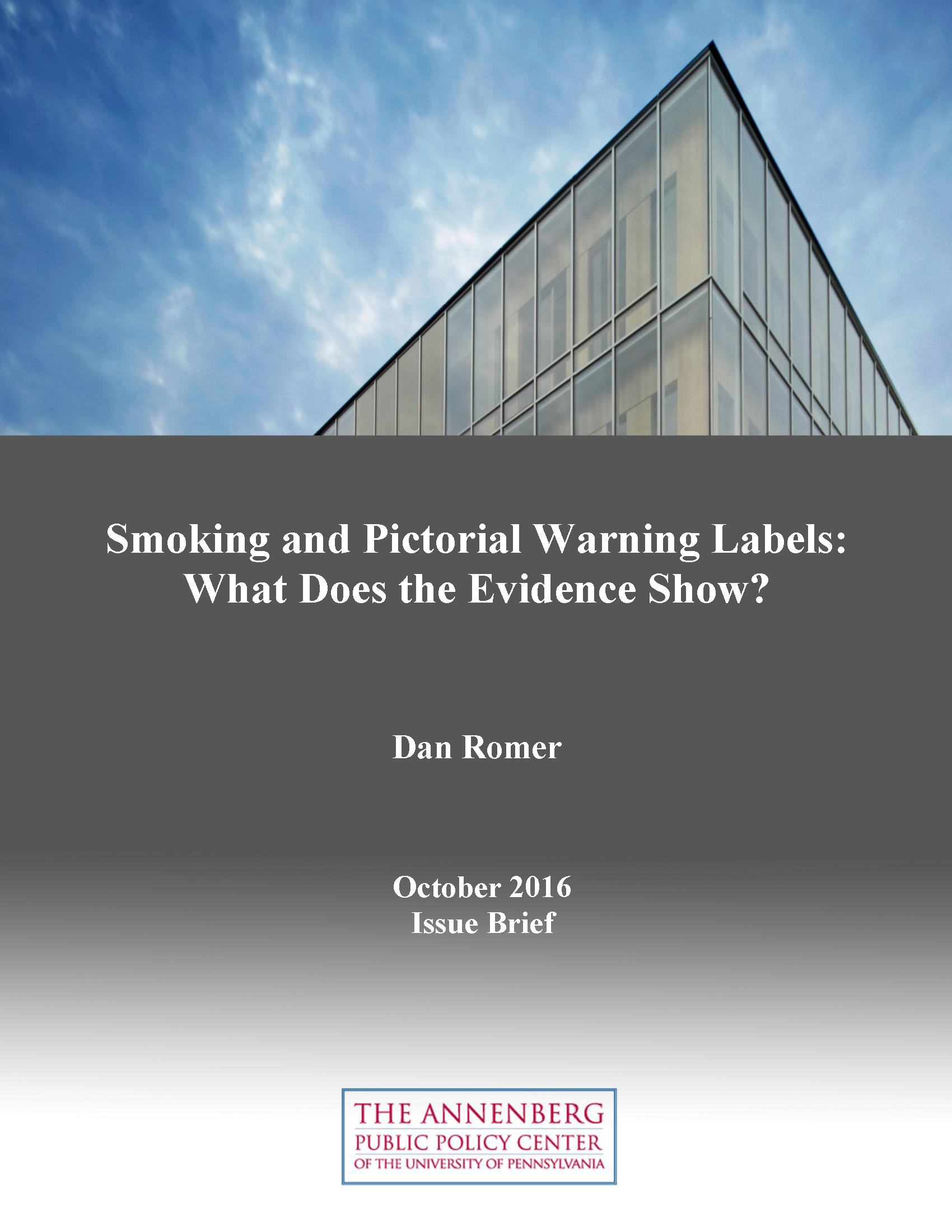 Cover of "Smoking and Pictorial Warning Labels: What Does the Evidence Show?" issue brief.