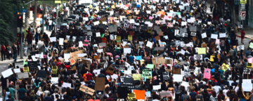 Protestors. Image with Annenberg Constitution Day Civics Survey