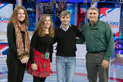 Talia Jomini Stroud, Kristen Conrad, George Stephanopolous, and Ken Winneg at ABC on election night.