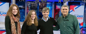 Talia Jomini Stroud, Kristen Conrad, George Stephanopolous, and Ken Winneg at ABC on election night.