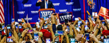 Supporters at a Trump rally in Newtown, Bucks County, PA on October 21, 2016. Credit: Michael Candelori.