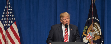 Trump speaking at MacDill Air Force Base on Feb. 6, 2017. Credit: DoD/D. Myles Cullen.