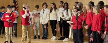 Upper Moreland Elementary students at the Citizenship Challenge, discussing the First Amendment