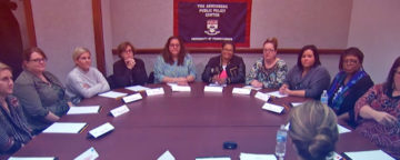 Women at Columbus, Ohio focus group for the "Voices of the Voters" project.