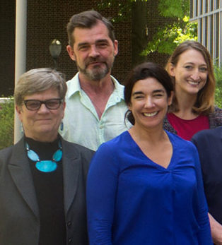 Co-editors of "The Handbook of Attitudes" Blair T. Johnson and Dolores Albarracín (center), pictured with APPC Director Kathleen Hall Jamieson (left) and former postdoctoral fellow Asheley Landrum (right) at the May 2017 attitudes conference.