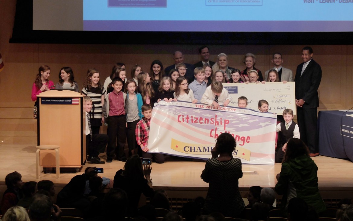 The winning essay team from Haverford Township School District's Chestnutwold Elementary.