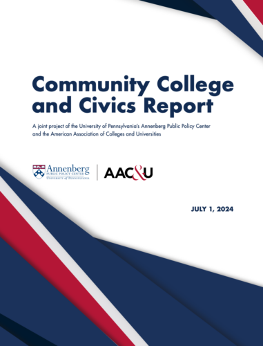 Community College and Civics Report cover.