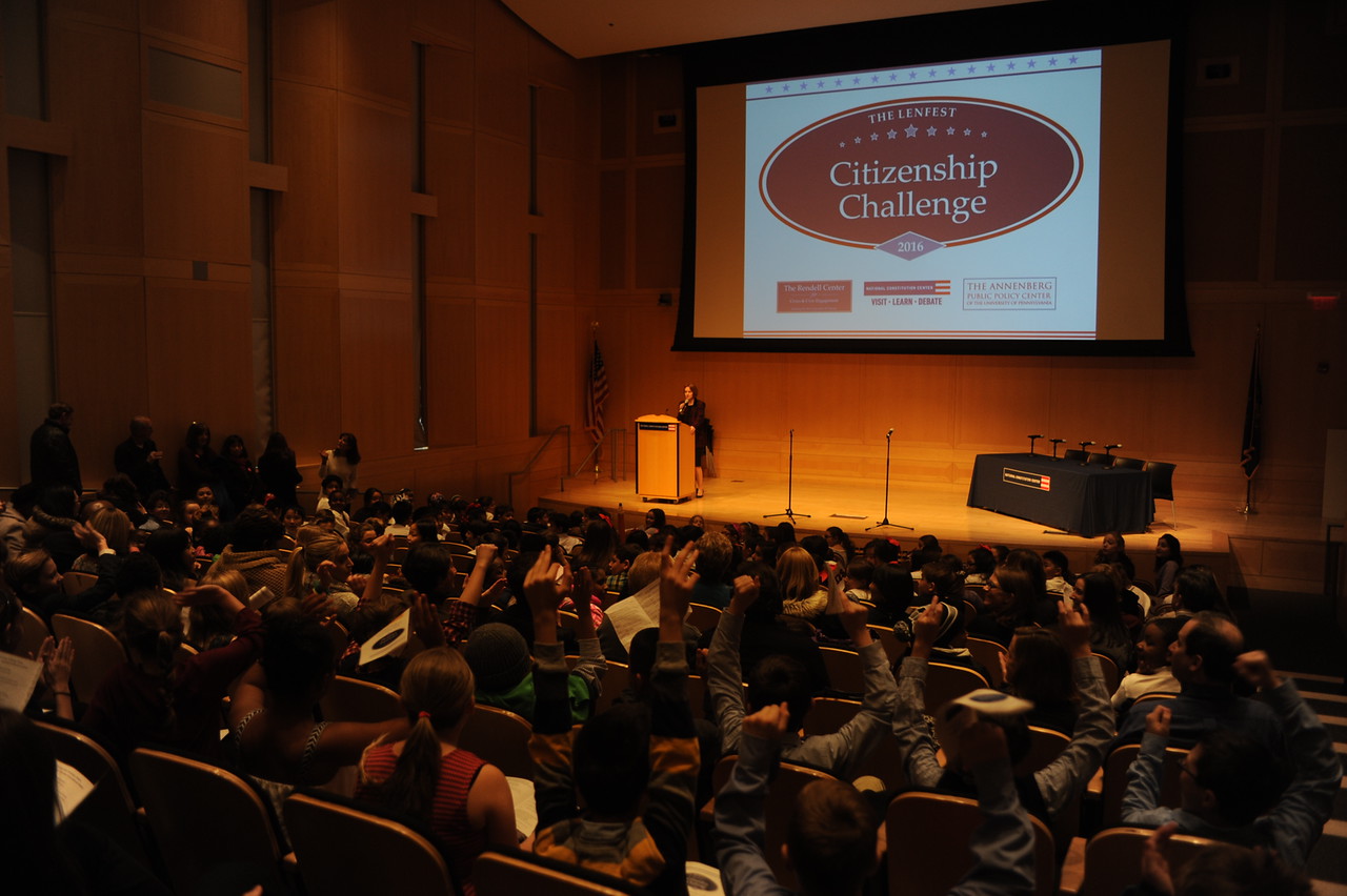 The Rendell Center's Beth Specker addresses the audience.