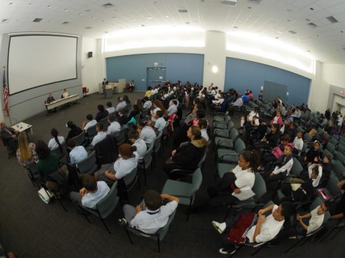 Mayoral candidates and forum audience.